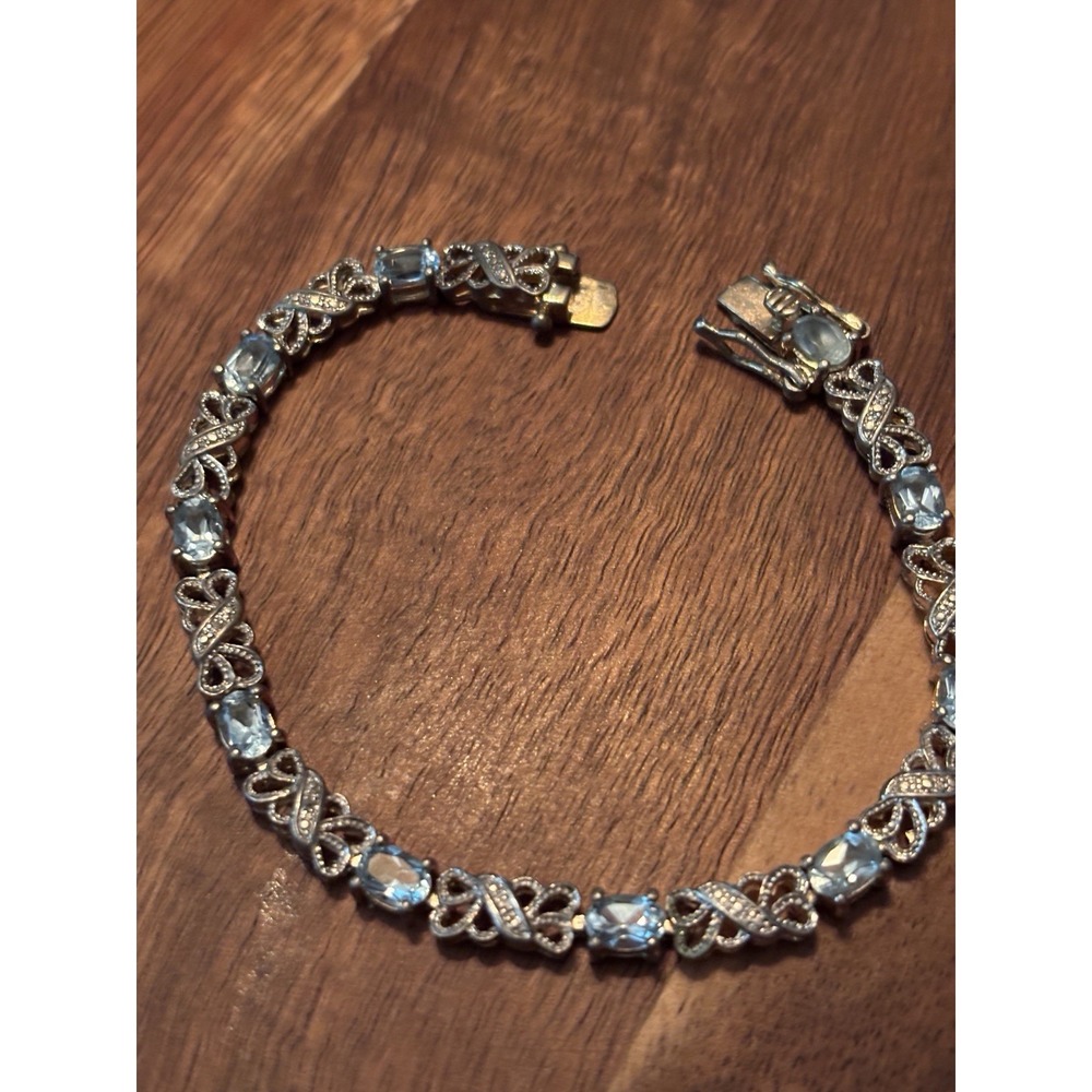 Blue Topaz Tennis Bracelet in Sterling Silver